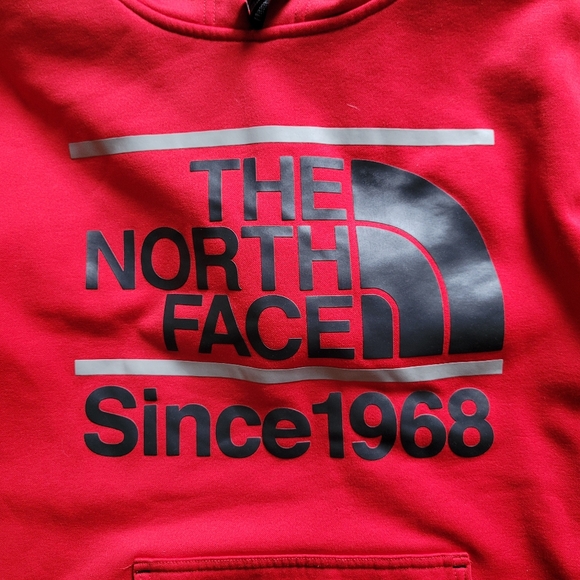 North Face hoodie hooded sweatshirt outdoor shirt top red black logo men's - Picture 11 of 13